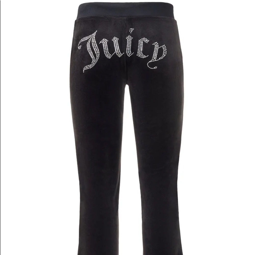 Juicy Couture OG BIG BLING VELOUR TRACK PANTS Black - Picture 2 of 8